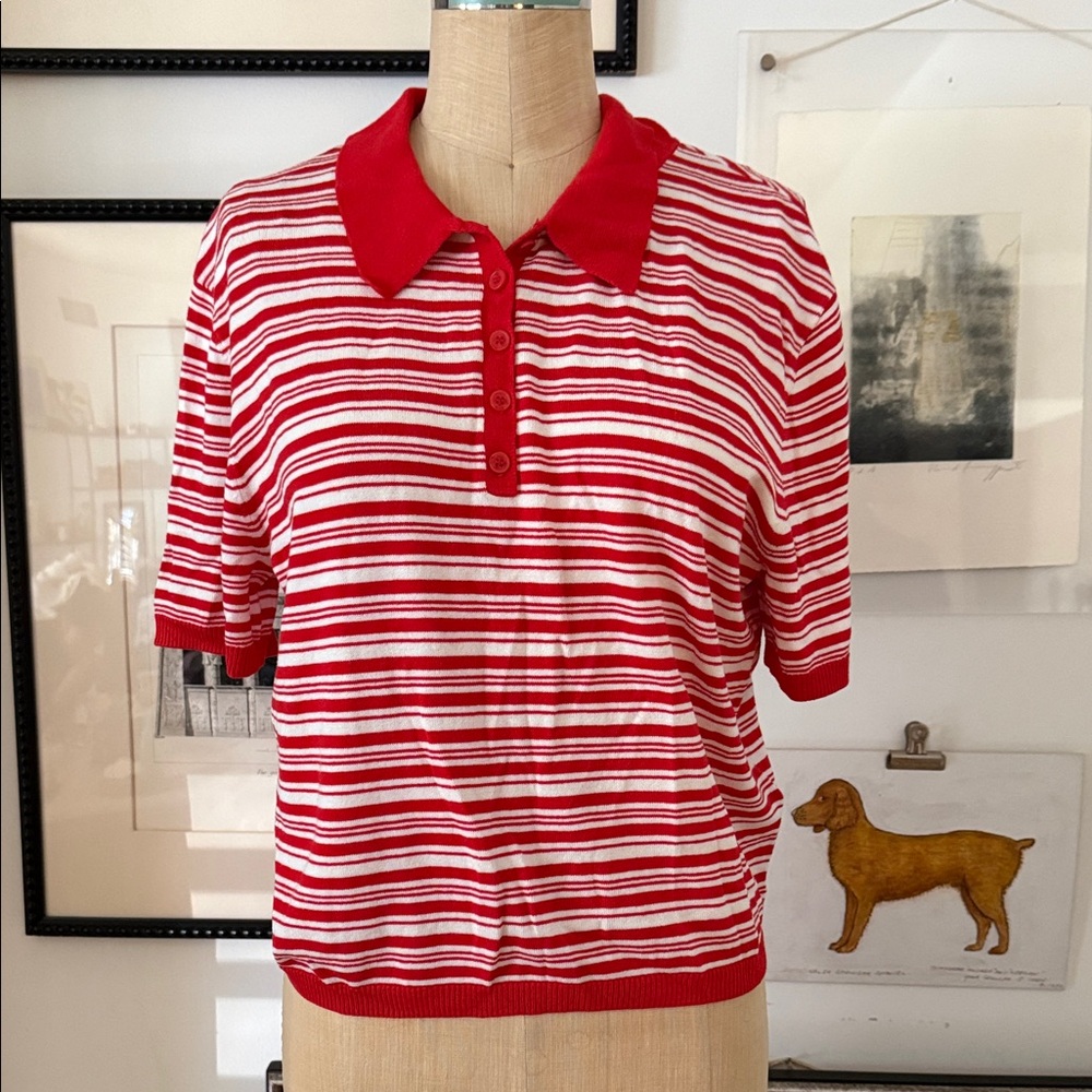 H&M Red and White Striped Blouse